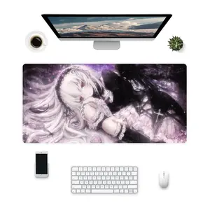 Anime Large Mouse Pad with Stitched Edges, Anime Girl Thick Waterproof Gaming Mousepad Desk Pad, 31.5"x15.7" Computer Laptop Protector Desk Mat for Desktop with 4mm Non-Slip Base for Home Office Work