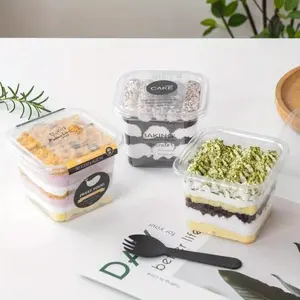 Clear Plastic Layered Cake Box, 50pcs Versatile Dessert Bento Container for Tofu, Fruit & Mousse, Durable Material for Shop Use, Bakeware