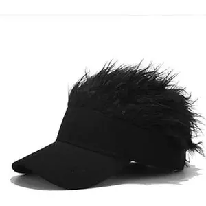 Men's Novelty Funny Sun Visor Hat with Spiked Wig Hair Adjustable Cap for Baseball Golf