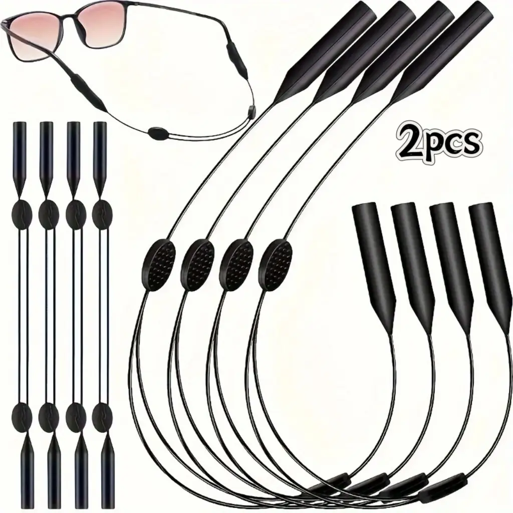 Adjustable Non-Slip Eyewear Straps Set, Universal Glasses Retainer, Suitable for Sports Goggles, Diving, Unisex, 2-Piece Kit, Snorkeling Gear