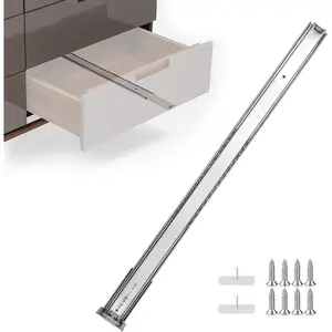 2 Pack 16Inch Heavy Duty Centered Bottom Mounted Drawer Slides, 3/4 Extension Glide Track for Cabinet & Dresser Drawers