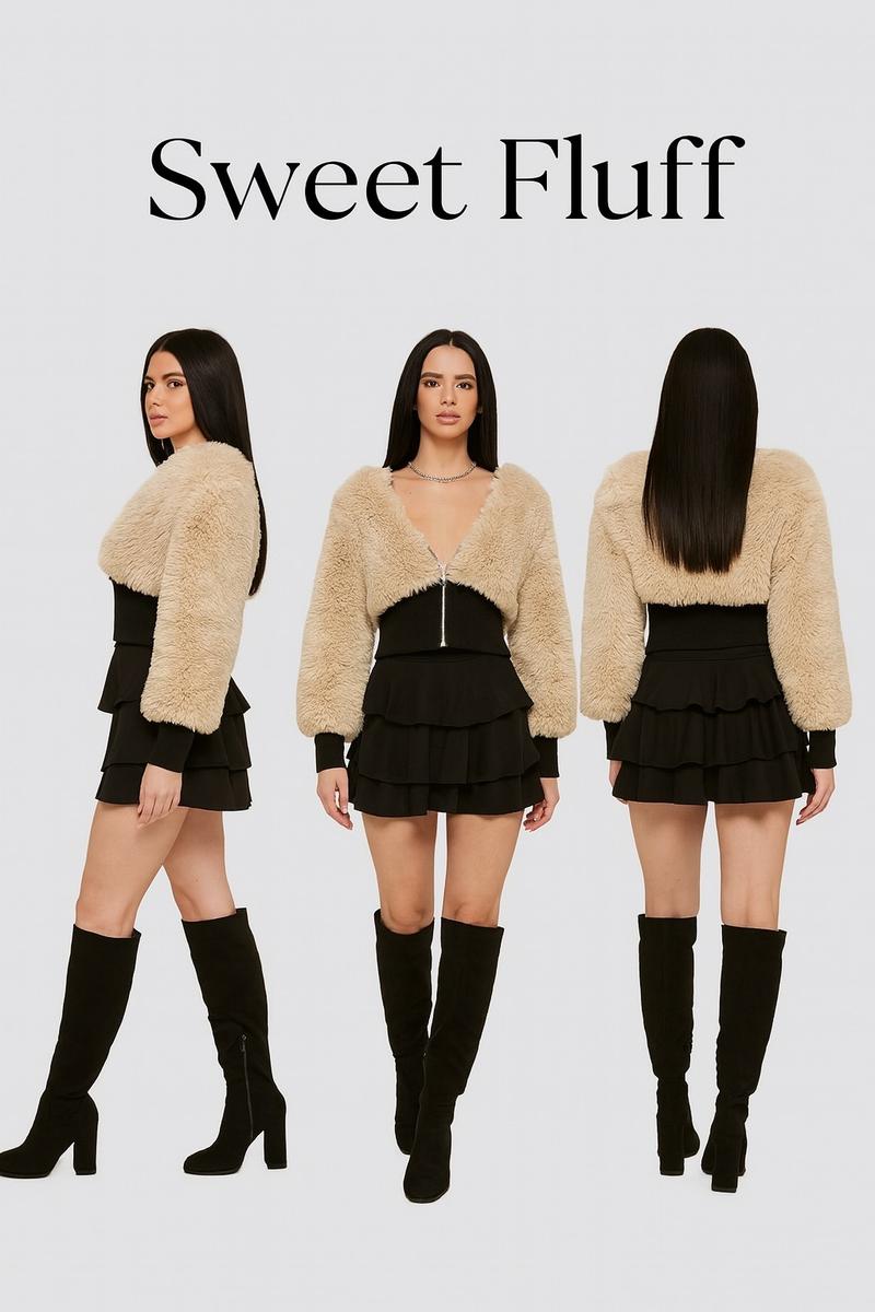 Women's Fashion Spliced Wool Short Jacket Comfortable Long Sleeve Style Outerwear Polyester Casual Thick Garment Womenswear Coats Soft Tops