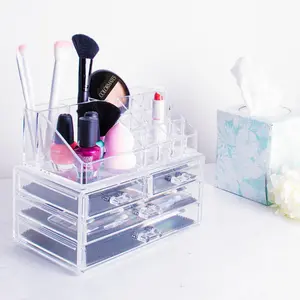 Super Z Outlet Acrylic Cosmetic Makeup Organizer & Jewelry Drawer Storage Box Display Case 2 Piece