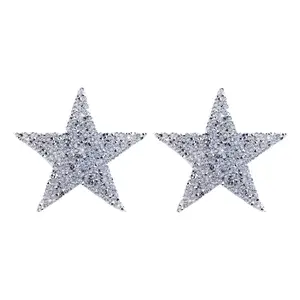 CCbodily Rhinestone Pasties Breast Covers Adhesive Pasties Glitter Breast Covers Reusable Stickers Silver Five-Pointed Star Nipple Covers for Women