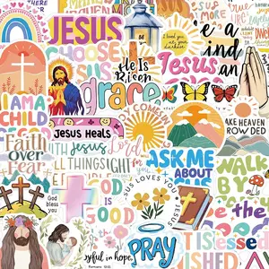 Jesus Themed Sticker, 52/1040pcs Creative Cute Self Adhesive Decorative Sticker, DIY Decals for Water Bottle, Laptop, Phone Case, Scrapbooking, Journal Making, Ornaments