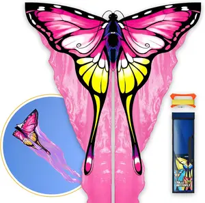 SGftre Tulle Butterfly Pink Kite,Extremely Easy to Fly, Perfect Beach Kites for Family Outdoor Activities, Ideal for Adults and Kids, Includes Kite Thread (Pink)