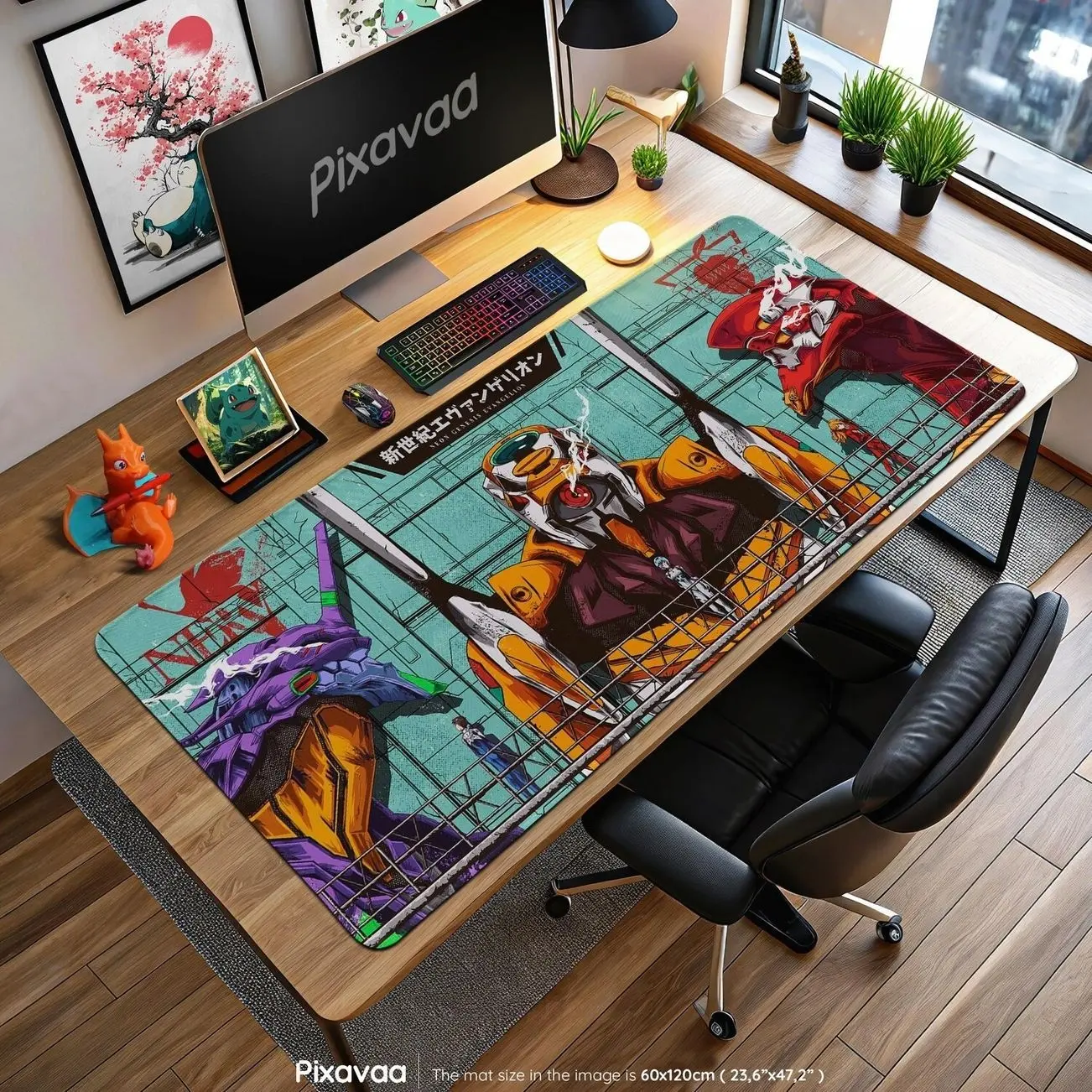 Evangelion EVA Unit Desk Mat – Neon Genesis Mecha Mouse Pad, NERV Anime Gaming Mat, Shinji Asuka Rei Decor Gift
