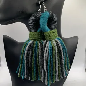 Grey So Blue Tassel Earrings - Multicolor Fringe Design for Stylish Accessory