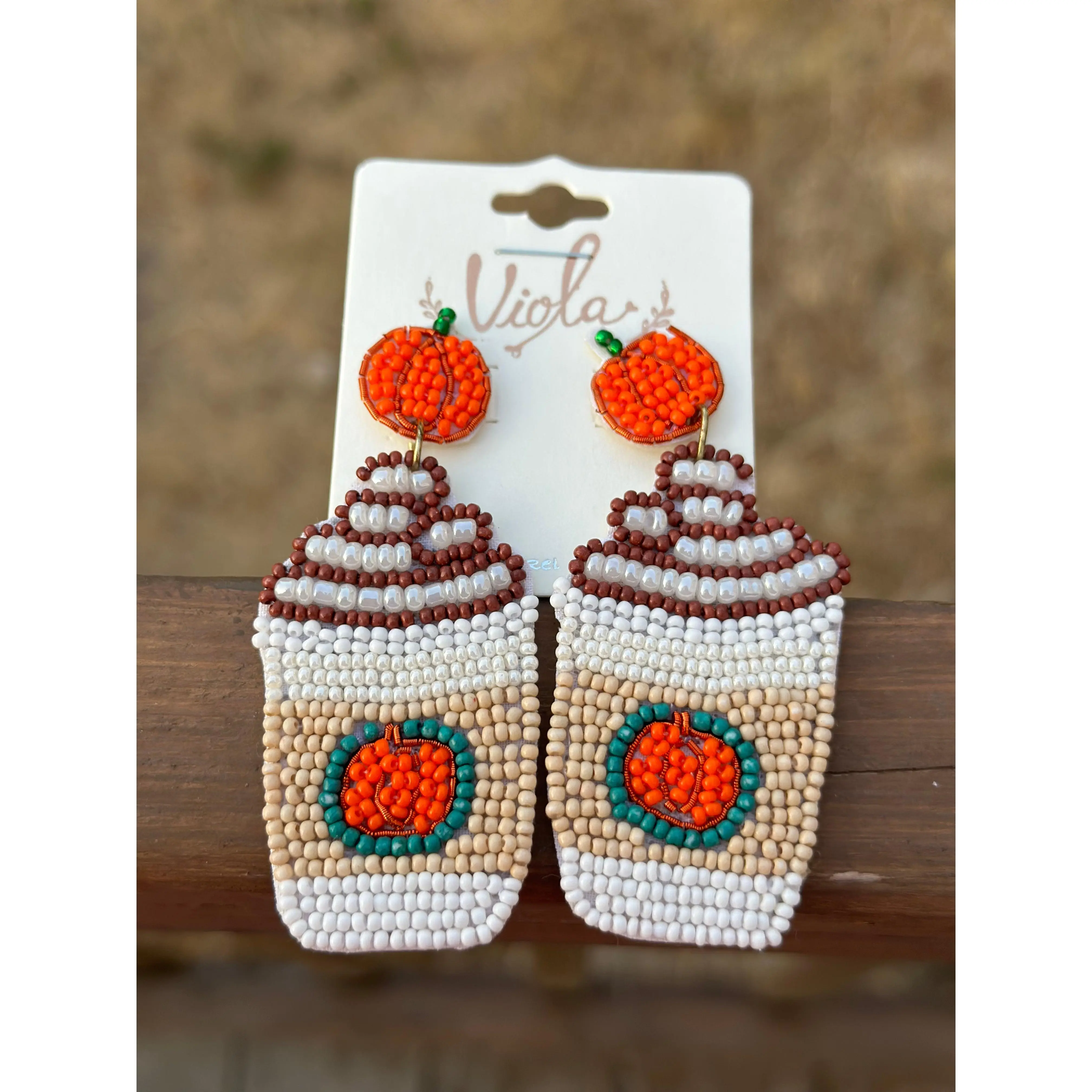 Pumpkin Latte Beaded Earrings