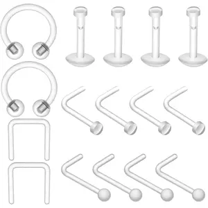 16 count Clear Nose  16g 18g 20g - Clear Nose Studs For Women Men Unisex Invisible  - Plastic  Retainer For Work