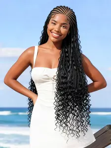 High-Quality Braided Wig, New HD Full Lace Braid Headband Wig, Bohemian Weave Fashion Style with Curly Tail, No-Knot Goddess Braid Wig