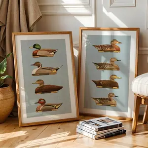 Retro Duck Prints Outdoors Art Duck Decoy Posters (UnFramed), Set of 2 Outdoorsy Wall Prints newspaper poster Decor Photo