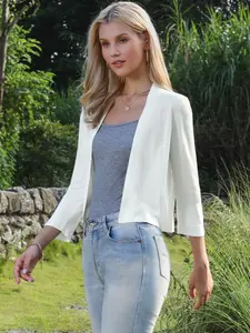 INSPIRE CHIC 3/4 Sleeve Cropped Cardigan Women's Lightweight Knit Sweaters Open Front Bolero Shrug