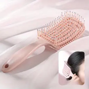 High cranial top fluffy big curved comb, hairdressing comb, long hair styling massage comb, comb cleaner, suitable for women, long and short hair, Tangle Free Hair