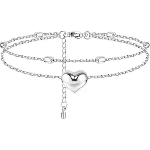 FLORIDECO Stainless Steel Ankle Bracelet for Women Teens Cute Butterfly Sequin Infinity Cross Heart Evil Eye Pendant Layered Anklets Adjustable Foot Jewelry Daily