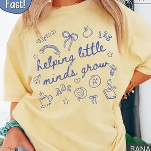 [Collection for Comfort Colors]Helping Little Minds Grow Teacher Shirt, Cute Preschool Kindergarten Teacher Tee, Back To School Teacher Outfit, First Day Of School Shirt, Teacher Appreciation Gift, Elementary Teacher Graphic Tee,For Youth & Adult
