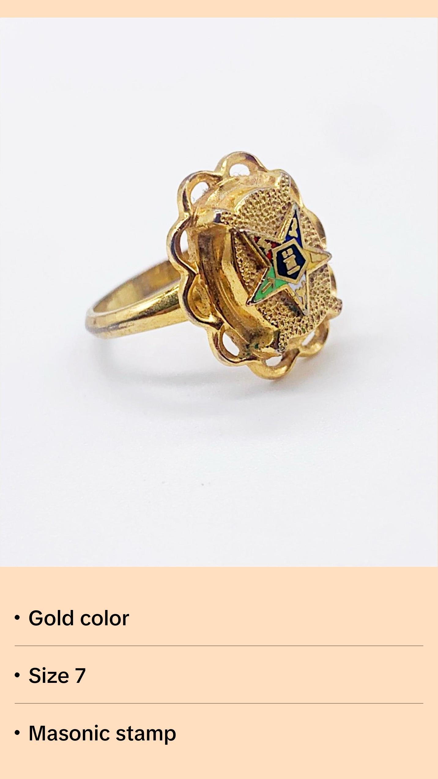 MASONIC STAR GOLD RING ⋄ Size 7
