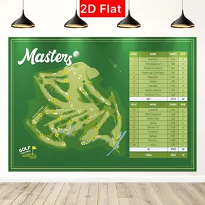 Master Party Decoration Golf Banner, Indoor Outdoor Fun Golf Party Background, Pull Flag Banner, No Power Needed