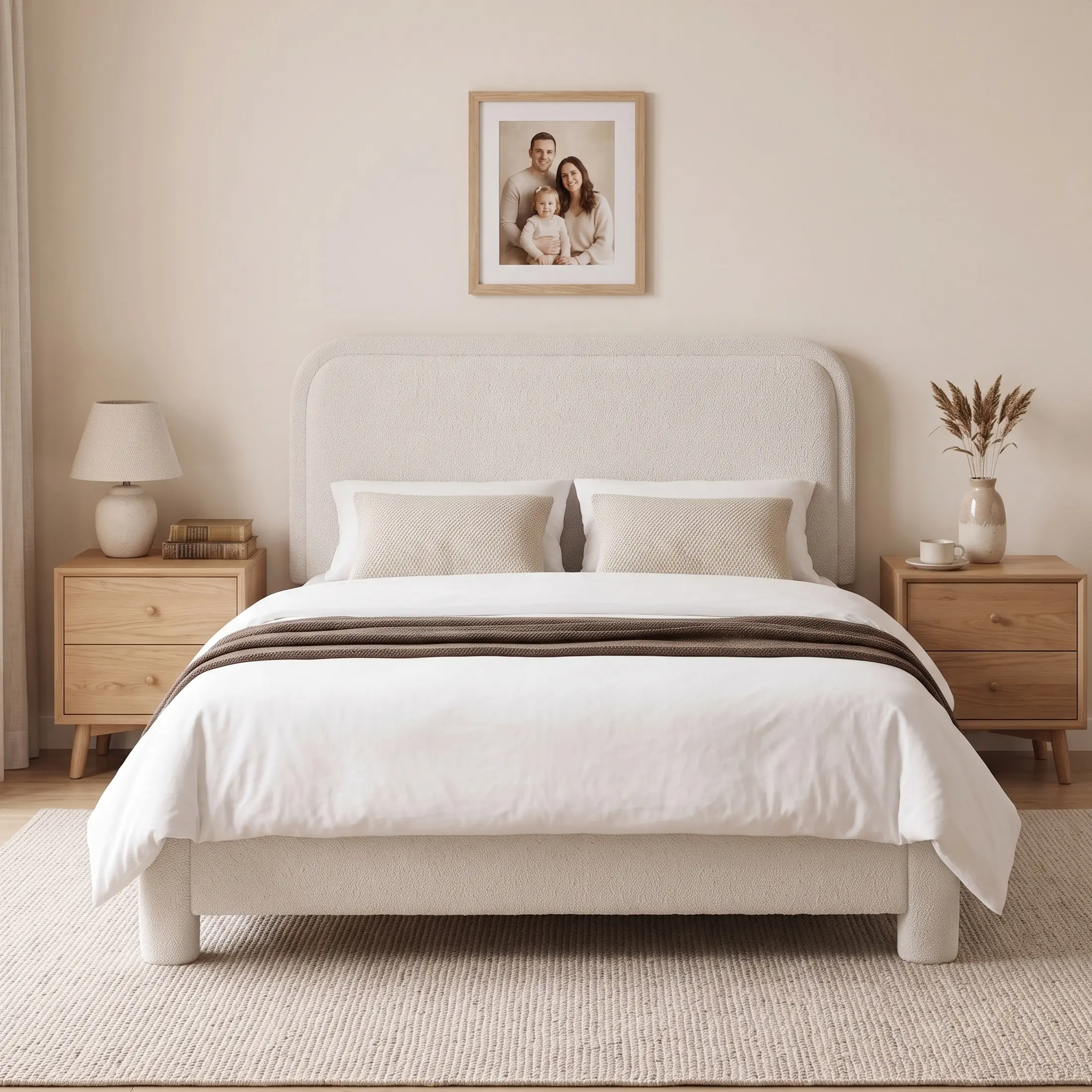 Cloud Bed Frame with Adjustable Headboard, Luxurious Teddy Boucle Platform Bed, Soft Rounded Corners, No Box Spring Required, Non-Slip and Noise-Free, Easy Assembly, White, Twin Size, Full Size, Queen Size