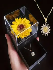 1Set Artificial Sunflower Necklace Jewelry Gift Set-Women's-Exquisite Versatile Commemorative Accessory-Suitable for Daily Gifting & Birthday Wedding Banquet|Mother's Day Gift|Birthday Gift