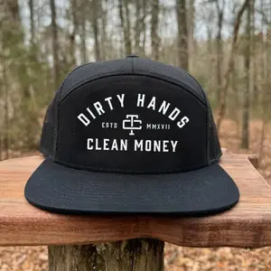 Dirty Hands Clean Money Classic Trucker Hat | Blue Collar Workwear Trucker Cap | Funny Working Man Mesh Snapback Hat | Tradesman Flat Bill Cap | Construction Worker Gift Hat | American Worker Lifestyle Cap | Everyday Outdoor Work Hat