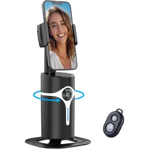 Auto Face Tracking Tripod, 360° Rotating Phone Stand with AI Gesture Control & Bluetooth Remote, No App Needed, 1100Mah Rechargeable Battery, for Iphone Android, for Live Streaming/Tiktok/Vlogging WUOAUM