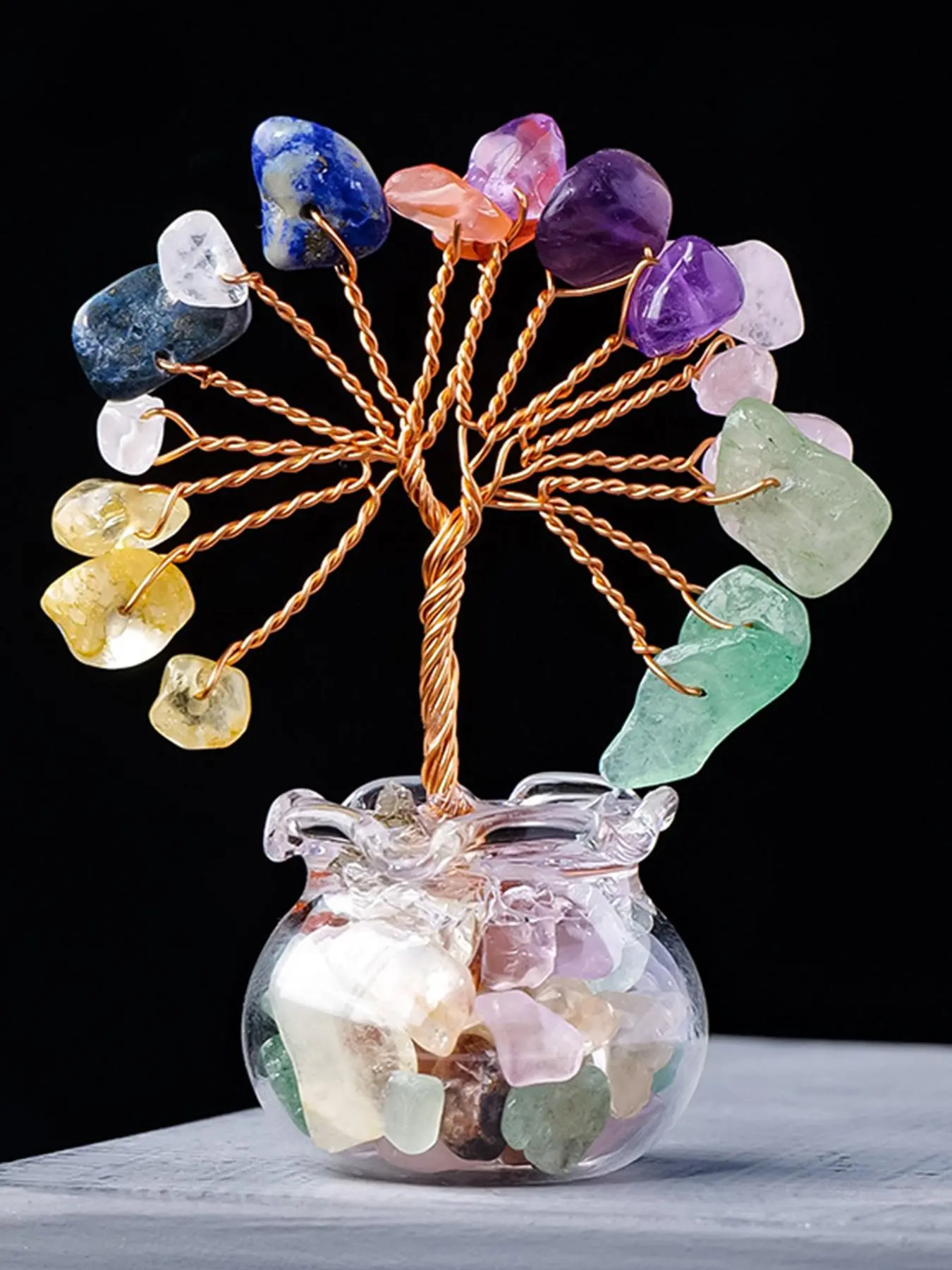 Natural Crystal Flower Tree Design Decoration, Handmade Mini Crystal Tree Ornament, Desktop Decoration for Home Office, Home Decor Ideas, Indoor Decoration, Crystal Decorative Ornaments