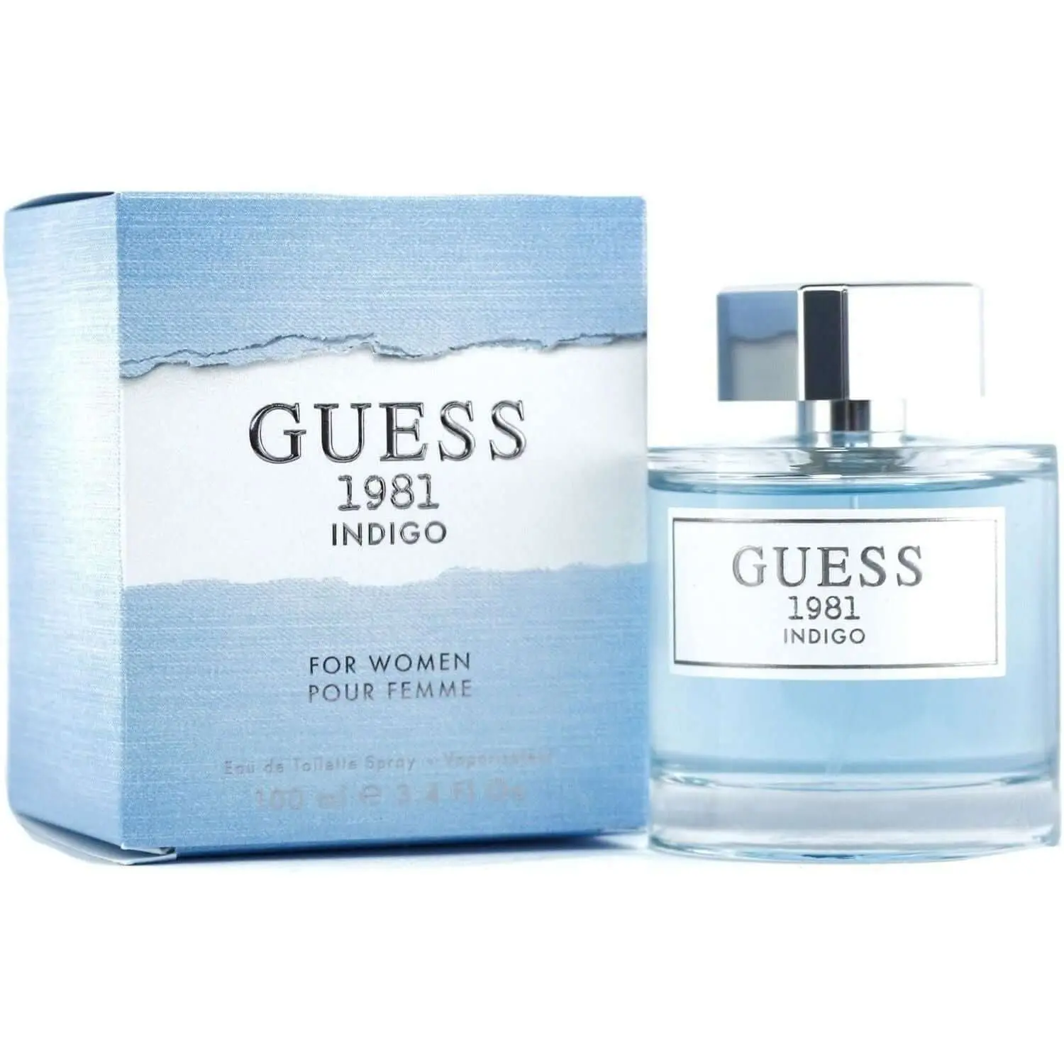 GUESS 1981 Indigo Women's Floral EDT Perfume - 3.3-3.4 fl oz (3-3.9 fl oz Range), Fig & Sea Scent, Aromatic Lilac Fragranced Full-Size Packaged Women's Fragrance, New in Box, Single Item, Aromatic Women's Fragrance