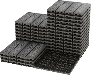 27 PCS Interlocking Deck Tiles, 12x12 Inch Waterproof Patio Flooring, Composite Wood for All-Weather Outdoor Use on Poolside, Balcony, Backyard, Porch & Garden, Easy DIY Installation,Grey