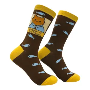 Women's Employee Of The Month Socks Funny Sarcastic Kitten Graphic Novelty Footwear for Ladies Funny Graphic Socks Comfortable Fitted Spandex Cotton