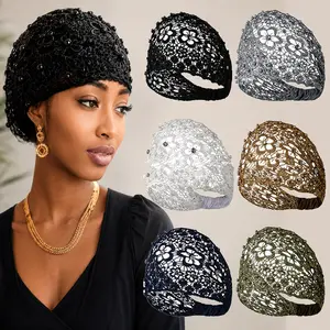 6 Pieces Lace Elastic Headwrap Lace Elastic Headbands Boho Bandana Bohemian Headband Hair Accessories for Women, 6 Colors