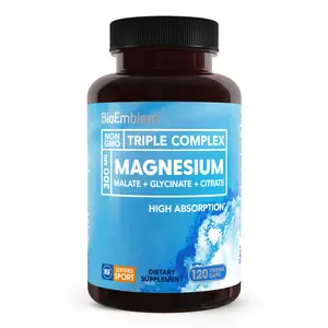 BioEmblem Magnesium Complex - 300mg Elemental Magnesium, Advanced Absorption, NSF Certified, Supports Muscle, Nerve & Heart Health - 120-Capsule Value Pack