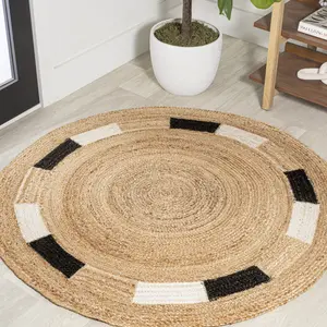 JONATHAN Y Porto Geometric Jute Circle Indoor Area Rug; for Living Room, Kitchen, Bedroom, Dining Room, Office