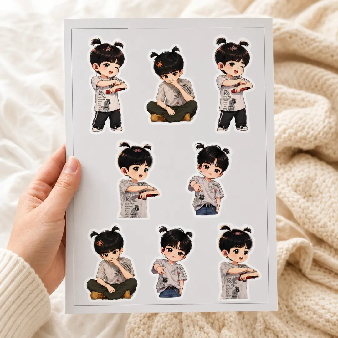 [Sticker Sheet] Inspired Jin Chibi Sticker Sheet, Cute Jin Sticker Sheet for Kpop Fans