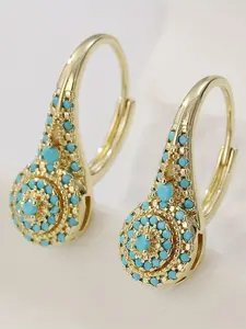 Women's Turquoise Drop Earrings, Hoop Shape Earrings, Elegant Daily Commute Party Jewelry, High-Quality Ear Rings, Stylish Accessory for All Occasions