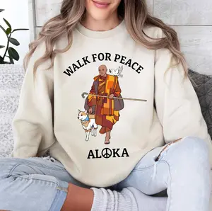 Walking Monks & Dog Graphic Tee, Aloka Walk for Peace Monk Shirt, Buddhist Monk Graphic Tee, Mindfulness Compassion Gift
