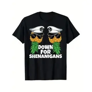 Eye - Catching Pineapple Shirts for Cruise Getaways: 'Down For Shenanigans' Statement Piece