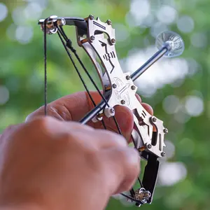 Unisex Compact Bow Mini Compound Bow & Arrow Set - Pulley System Practice Tool, 1 Stainless Steel Target, Unisex Use Archery Leisure Kit, Compact Form Indoor Recreation Supplies