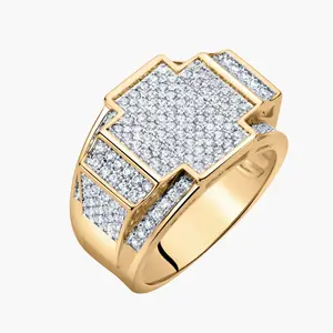 Men's Micropave Cross Cluster Ring Daily Birthday Anniversary Male Chunky Big