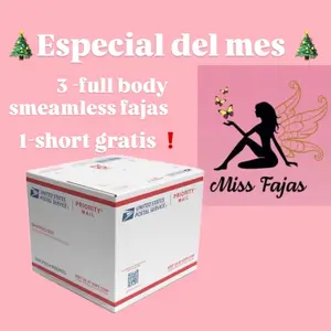 Miss Fajas Especial del Mes - 3 Full Body Seamless Fajas & 1 Short Gratis - Shipping Box