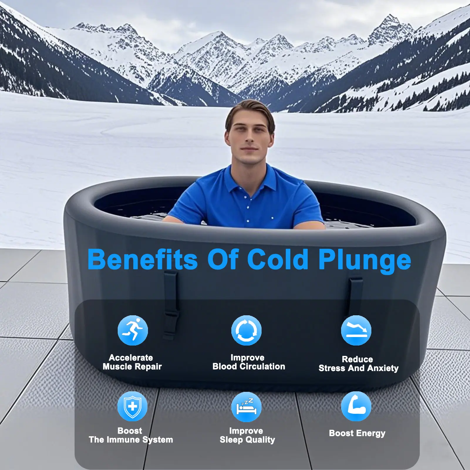 120 G Portable Ice Bath Tub Oval Bathtub Home Recovery Therapy Bucket Water Cold Plunge Inflatable Pod Ice Tub Bath Barrel