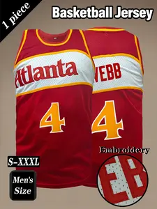 Men's #4 Retro Basketball jersey, Classic Atlanta Embroidered Sportswear, Loose Breathable and Comfortable Sleeveless Tank Top, Unisex Suitable for Daily Outdoor Activities, Competitions, Training, Running and Exercise