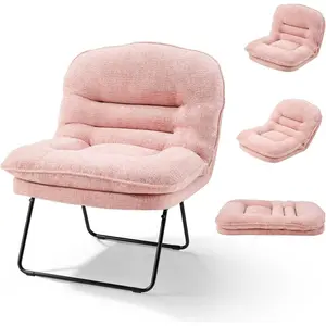 Comfortable Folding Floor Chair, Round Lounge Chair with Adjustable Backrest for Small Apartment Bedroom Dorm