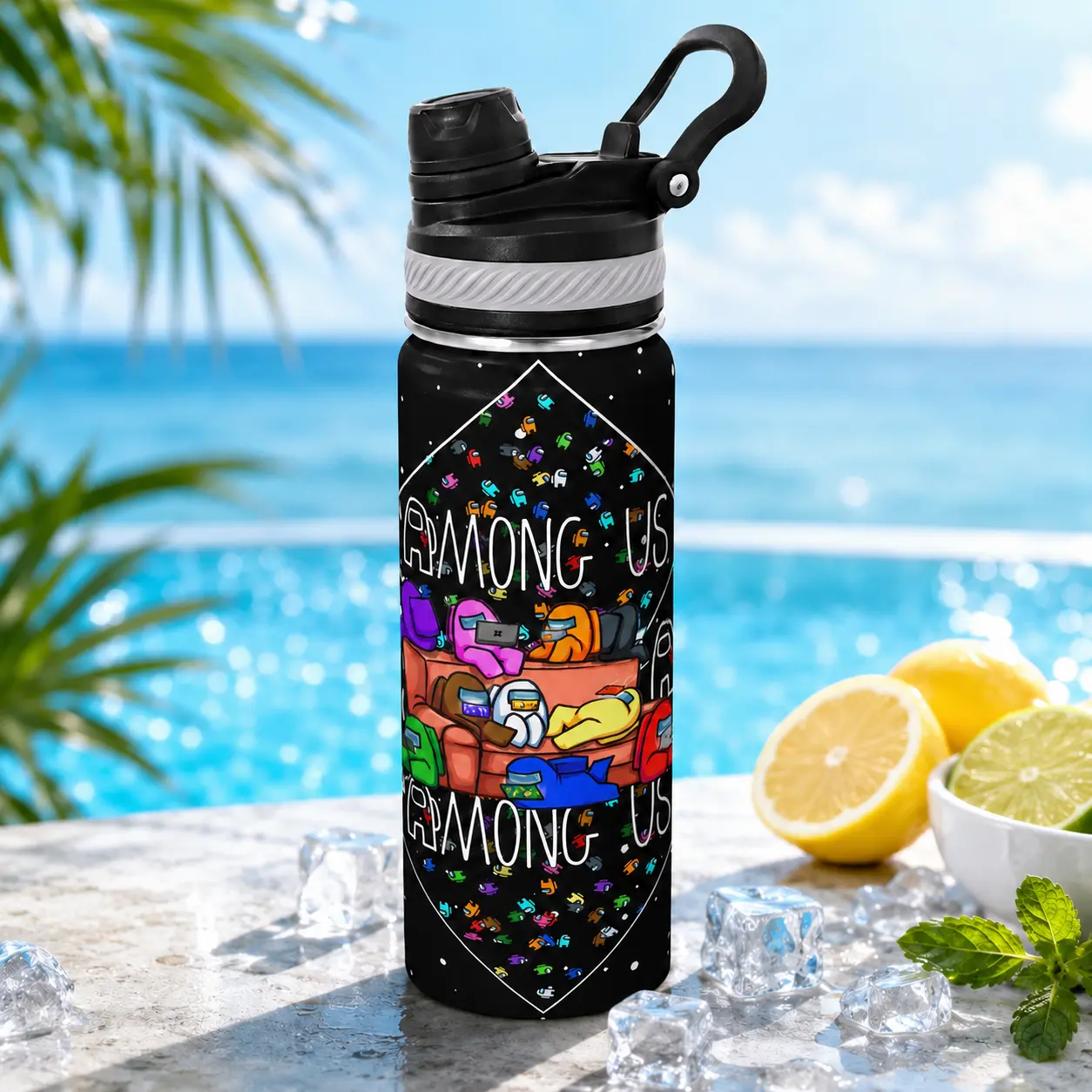 Among Us Stainless Steel Travel Tumbler Vacuum Insulated Car Cup Leakproof Reusable Drinkware Coffee Mug Water Bottle Office School Gym Camping Travel Daily Use Kids Teens Adults Gamers Fan Gift TikTok Viral Trending