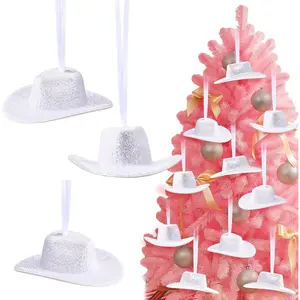 12 count Mini Cowboy Hat Western Ornaments Cowgirl Rustic Decorations Nashville Ornaments Mini Cowboy Doll Hat Bulk for Western Party, DIY Crafts, Dollhouse Party Decoration()