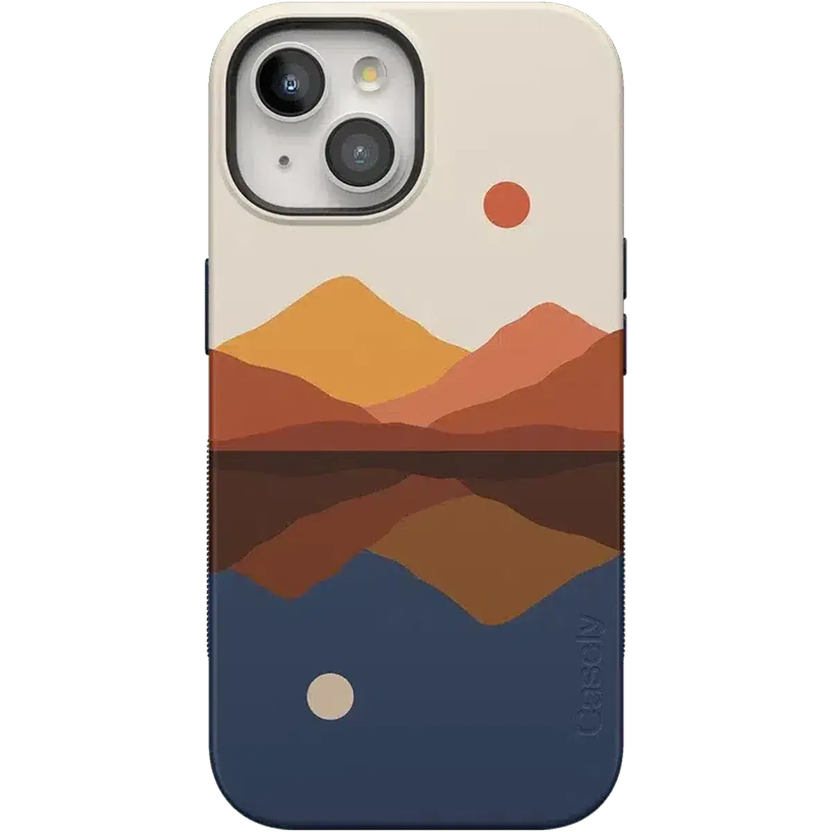 Casely iPhone 15 Plus Case | Opposites Attract | Day & Night Mountains | Bold Protective Design | Compatible with MagSafe