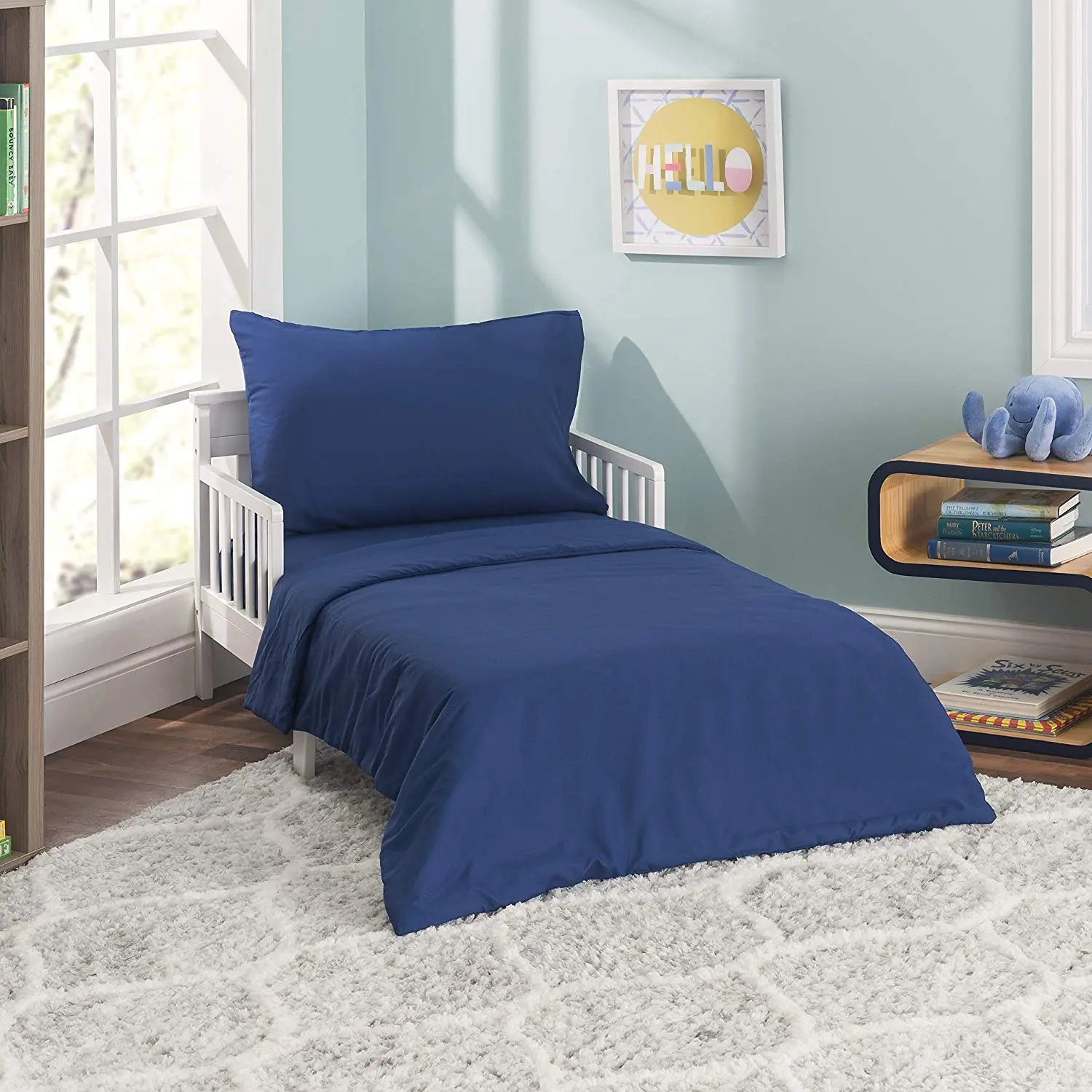 Solid Navy 4-Piece Toddler Bedding Set Solid Navy 4-Piece Toddler Bedding Set