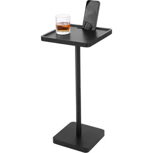 Small End Side Table with Phone Slot, Pedestal Drink Table for Small Living Room, Bedroom, Sofa and Office