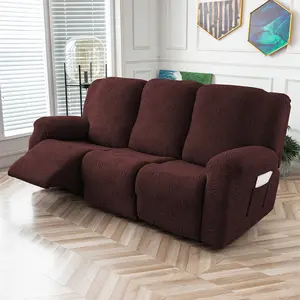 SENYU·HOME 5pcs/ser Leopard Knit Lounge Chair Cover Sofa Cover with Elasticity, Suitable for Lounge Chair with 3 Seats,, Winter Insulation, Breathable Home Decoration Sofa Cover.