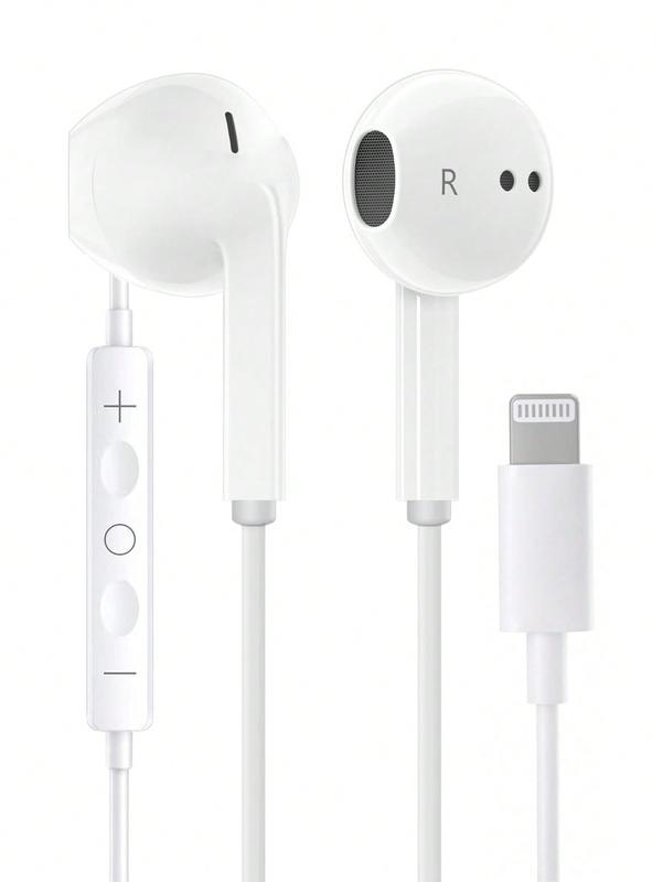 USB-C/Lightning wired headphones with microphone and volume control – wired earbuds with a built-in remote control to control music, calls, and volume.